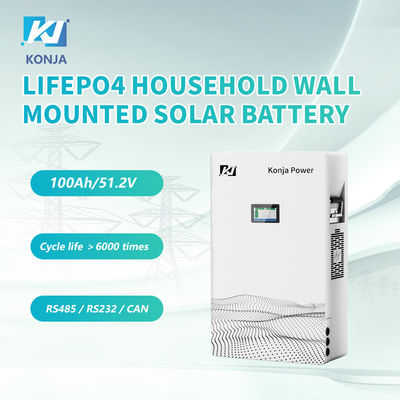 Un buon prezzo. KonJa Deep Cycle Batteria di alta qualità 51.2v 100Ah 5.12kWh LiFePO4 Batteria solare domestica montata sul muro in linea